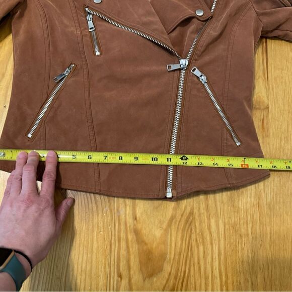 Free People We The Free Harriet Hooded Vegan Leather Moto Jacket Chocolate XS - Picture 10 of 14